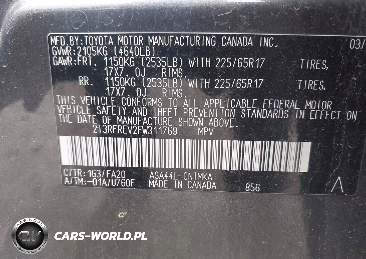 2015 Toyota Rav4 Xle VIN:2T3RFREV2FW311769 - 9