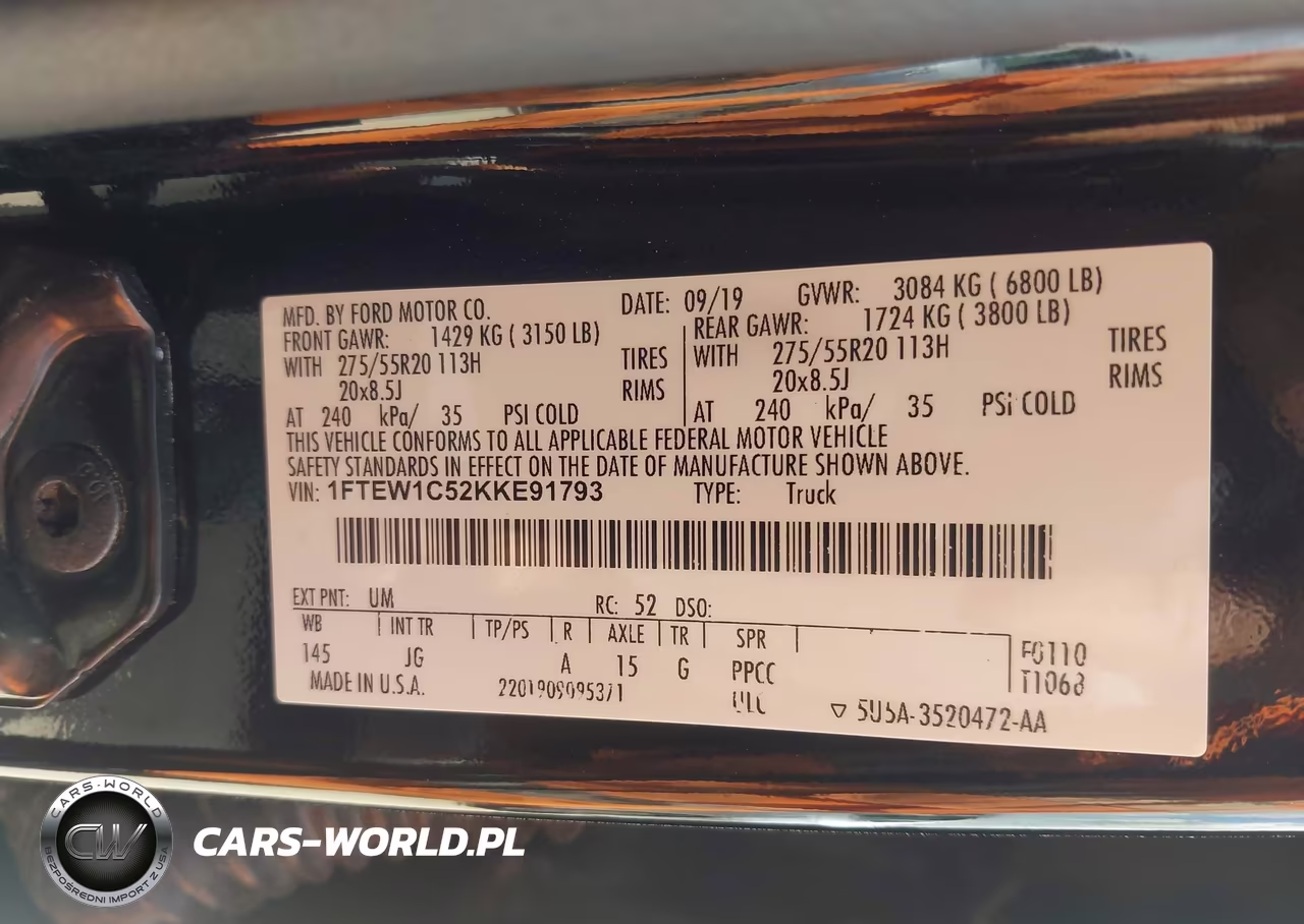 2019 Ford F-150 Xl VIN:1FTEW1C52KKE91793 - 9
