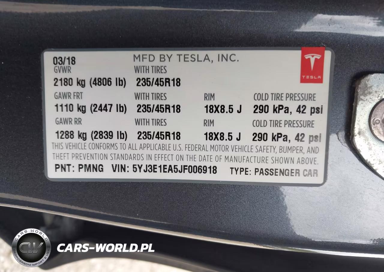 2018 Tesla Model 3 Long Range-Mid Range VIN:5YJ3E1EA5JF006918 - 9