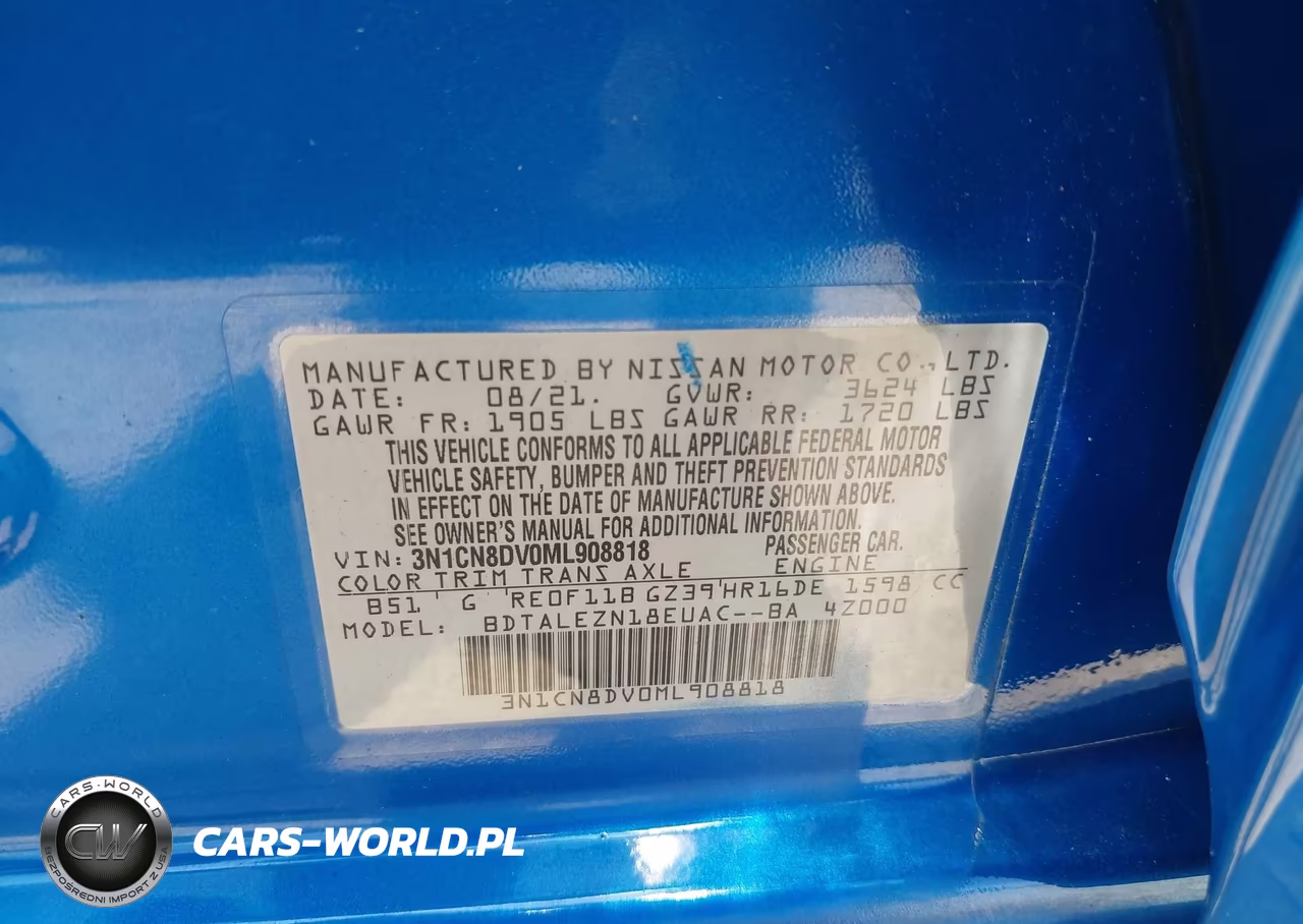 2021 Nissan Versa S Xtronic Cvt VIN:3N1CN8DV0ML908818 - 9