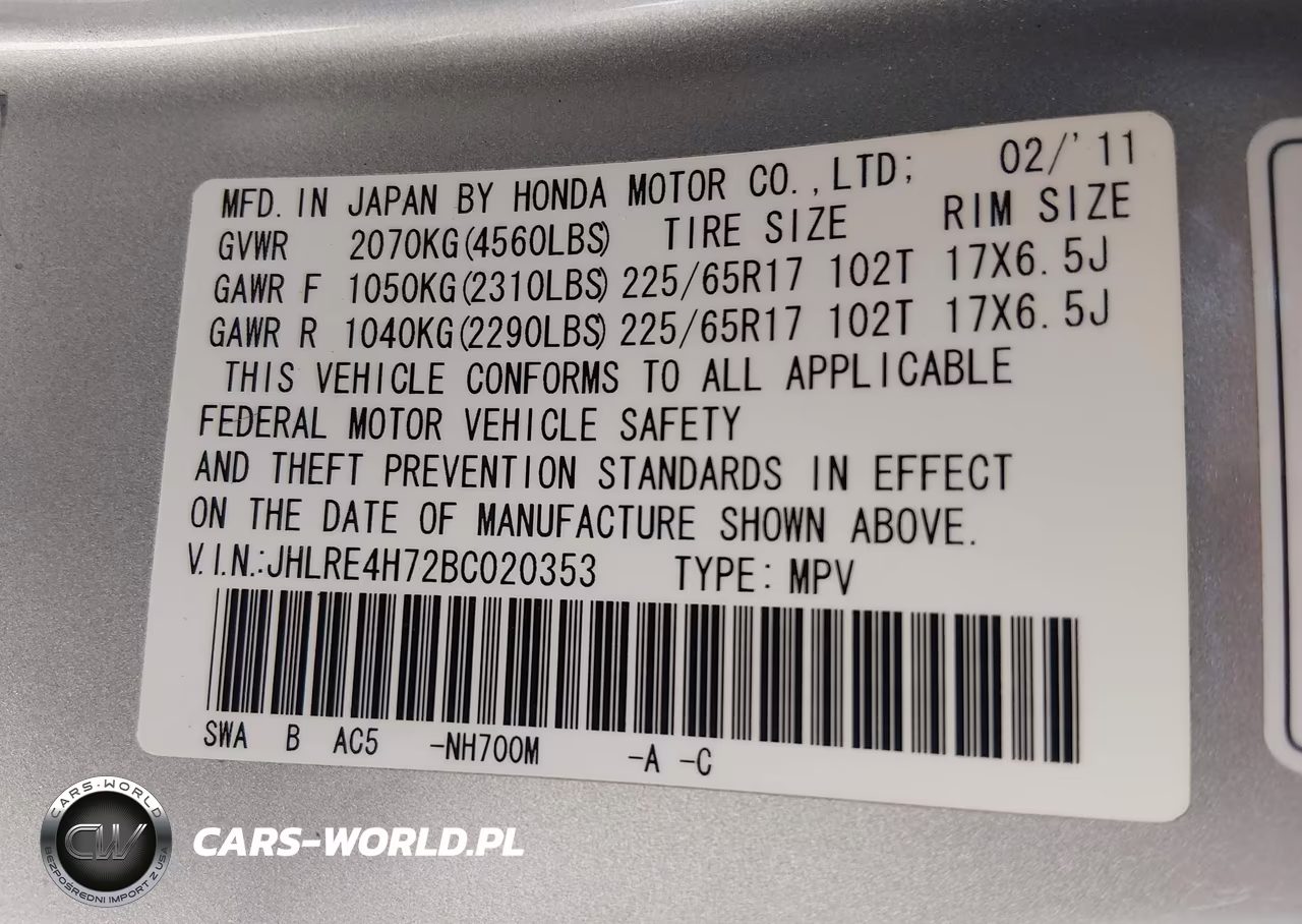 2011 Honda Cr-V Ex-L VIN:JHLRE4H72BC020353 - 9
