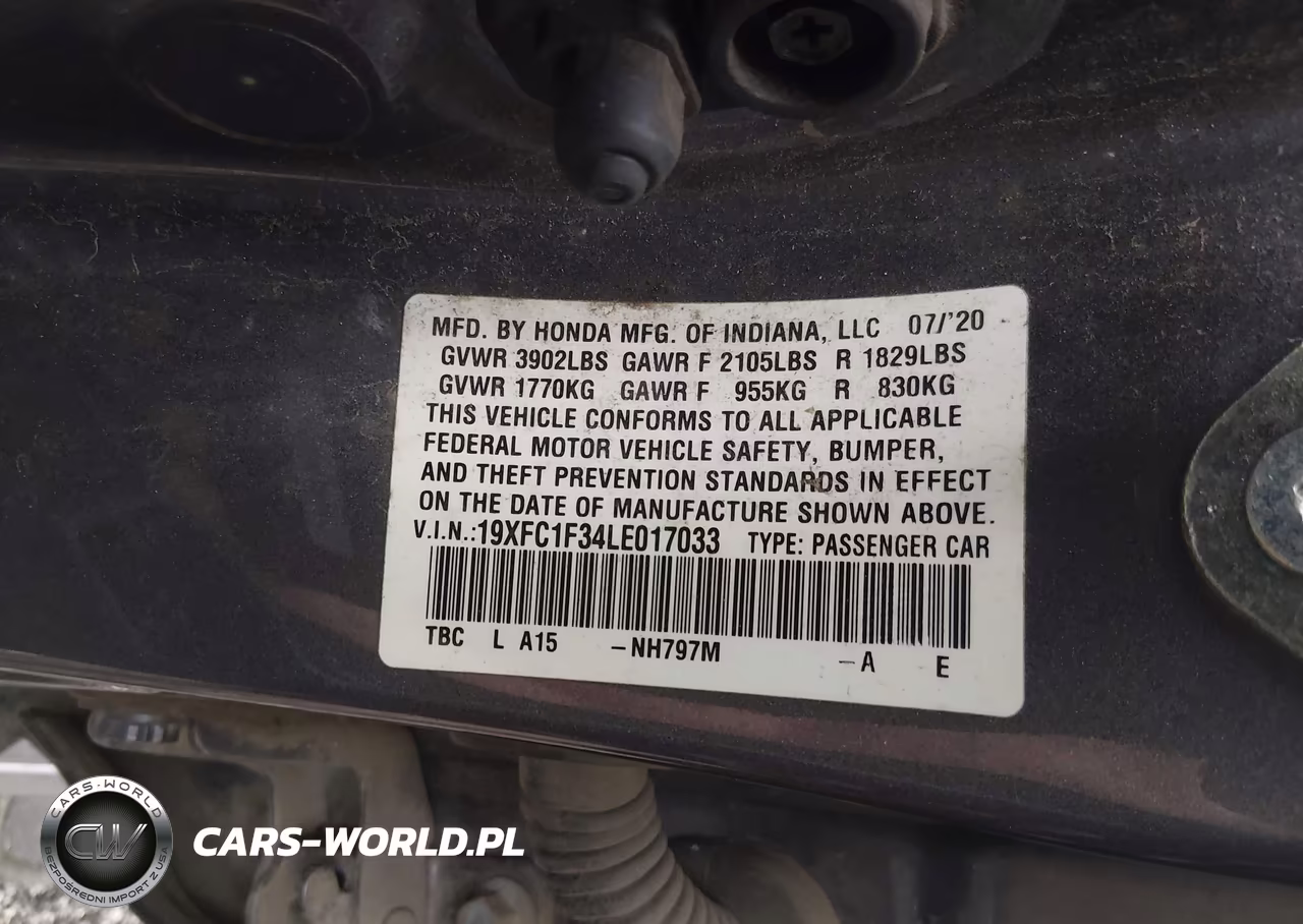 2020 Honda Civic Ex VIN:19XFC1F34LE017033 - 9