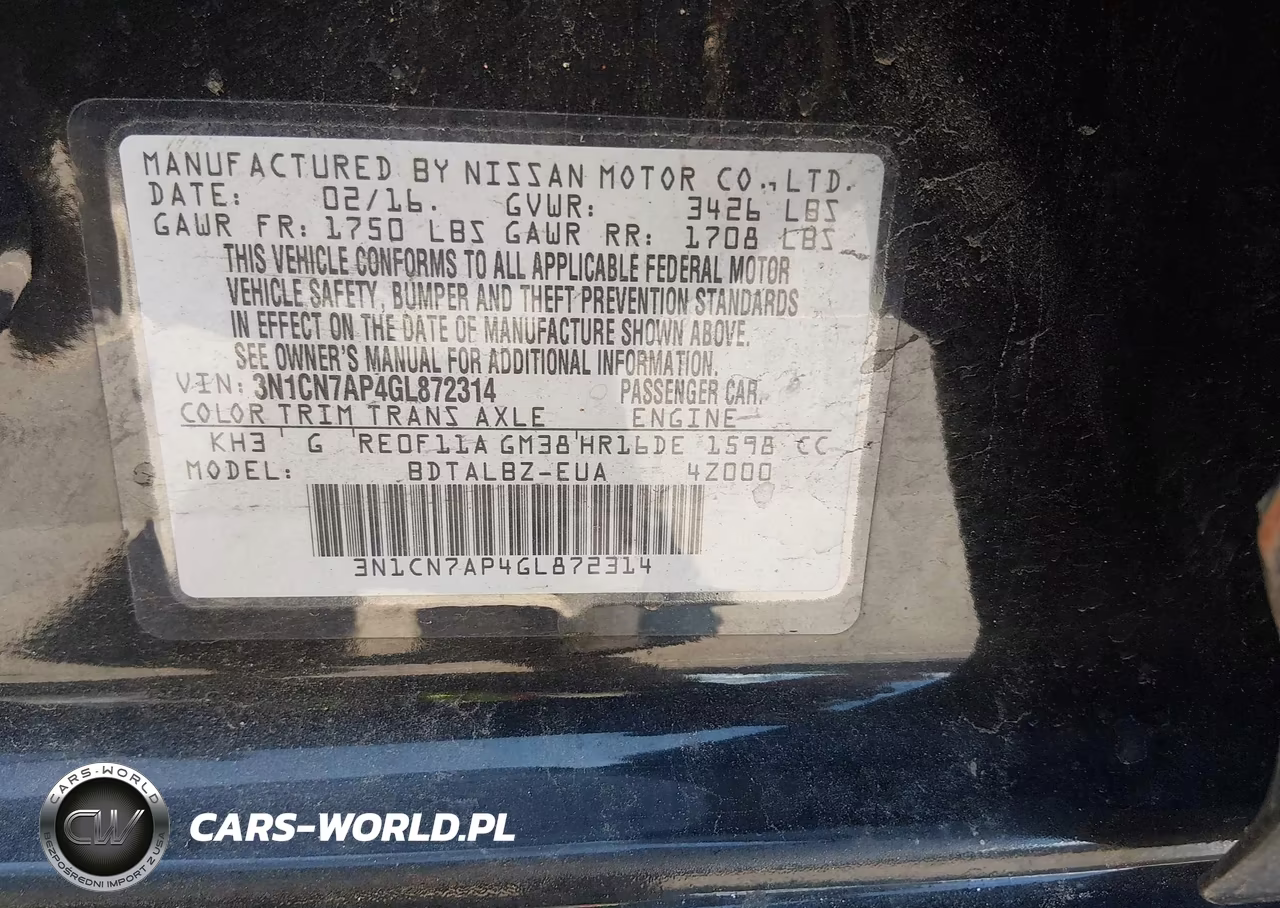 2016 Nissan Versa 1.6 Sv VIN:3N1CN7AP4GL872314 - 9