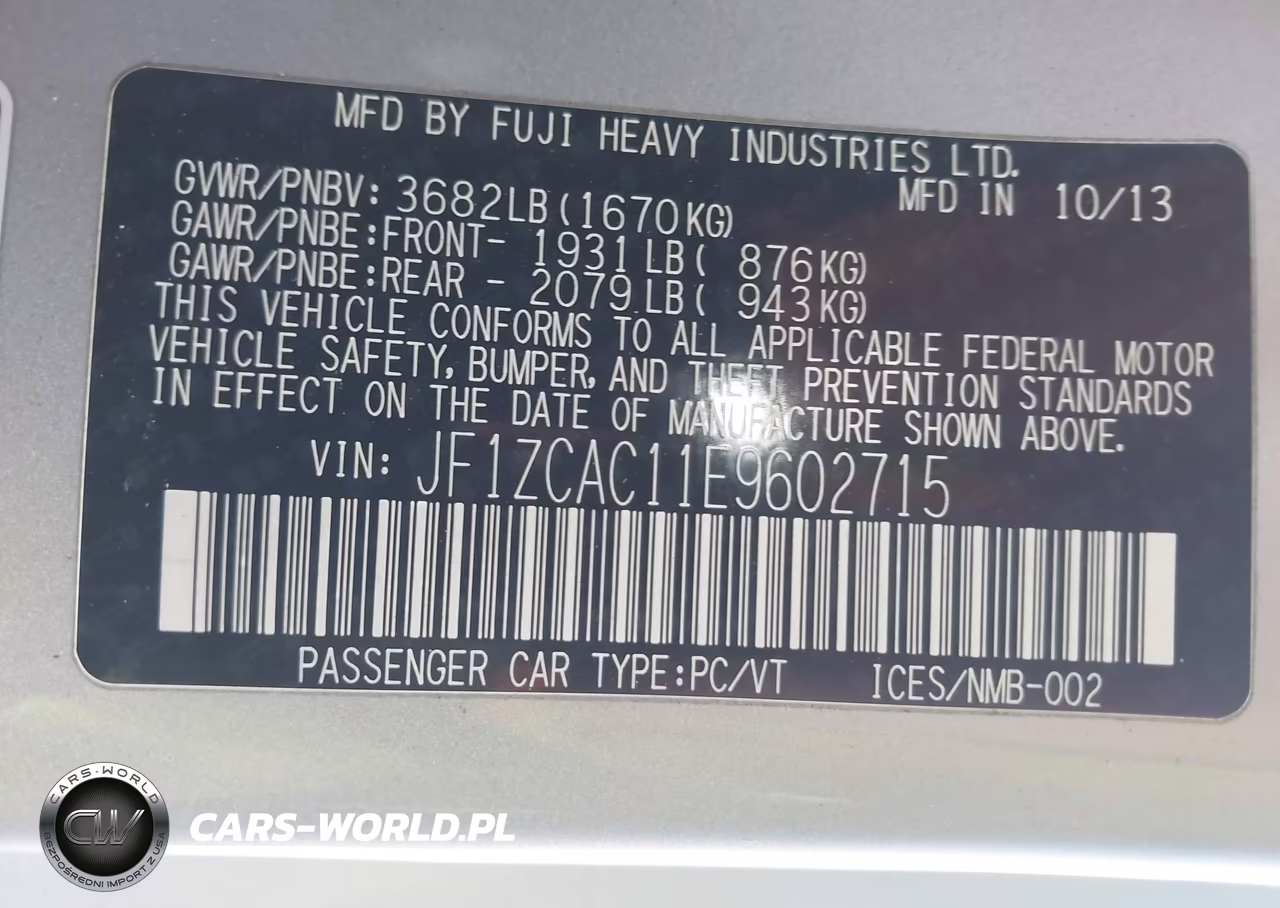 2014 Subaru Brz Limited VIN:JF1ZCAC11E9602715 - 9
