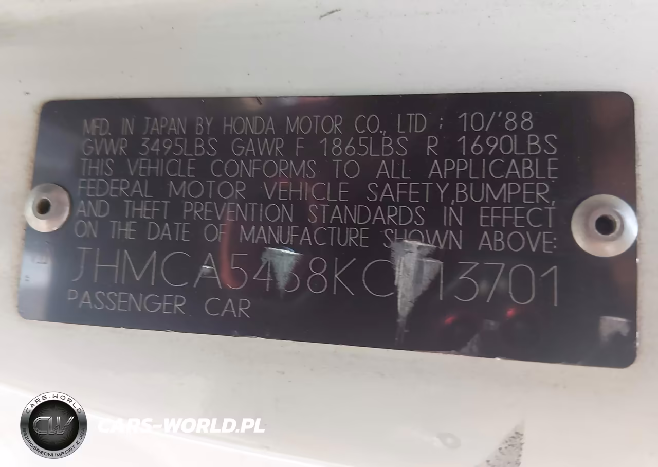 1989 Honda Accord Dx VIN:JHMCA5468KC013701 - 9