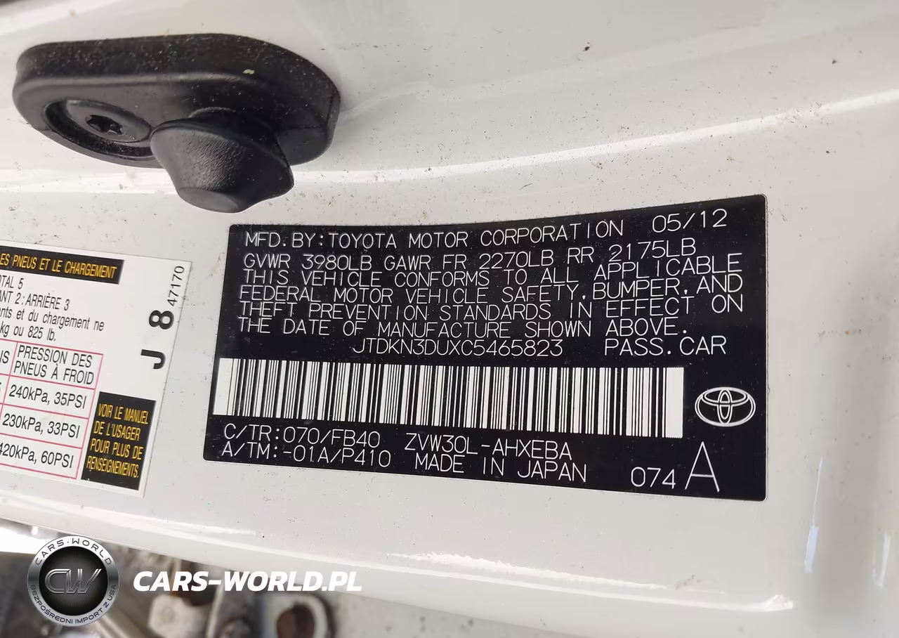 2012 Toyota Prius Two VIN:JTDKN3DUXC5465823 - 9