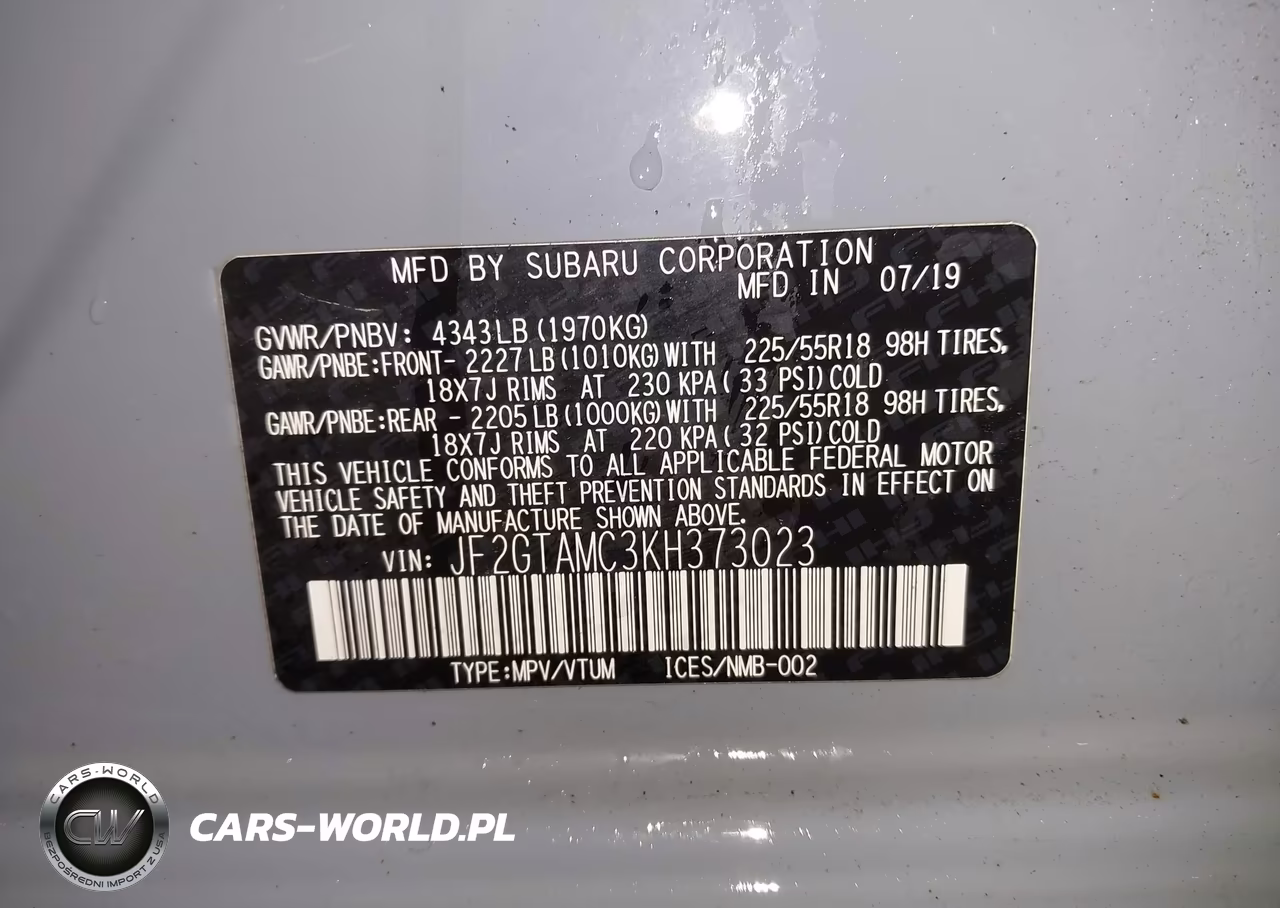 2019 Subaru Crosstrek 2.0I Limited VIN:JF2GTAMC3KH373023 - 9