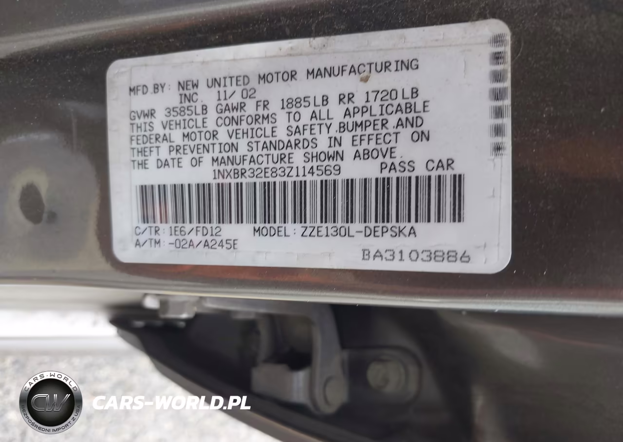 2003 Toyota Corolla S VIN:1NXBR32E83Z114569 - 9