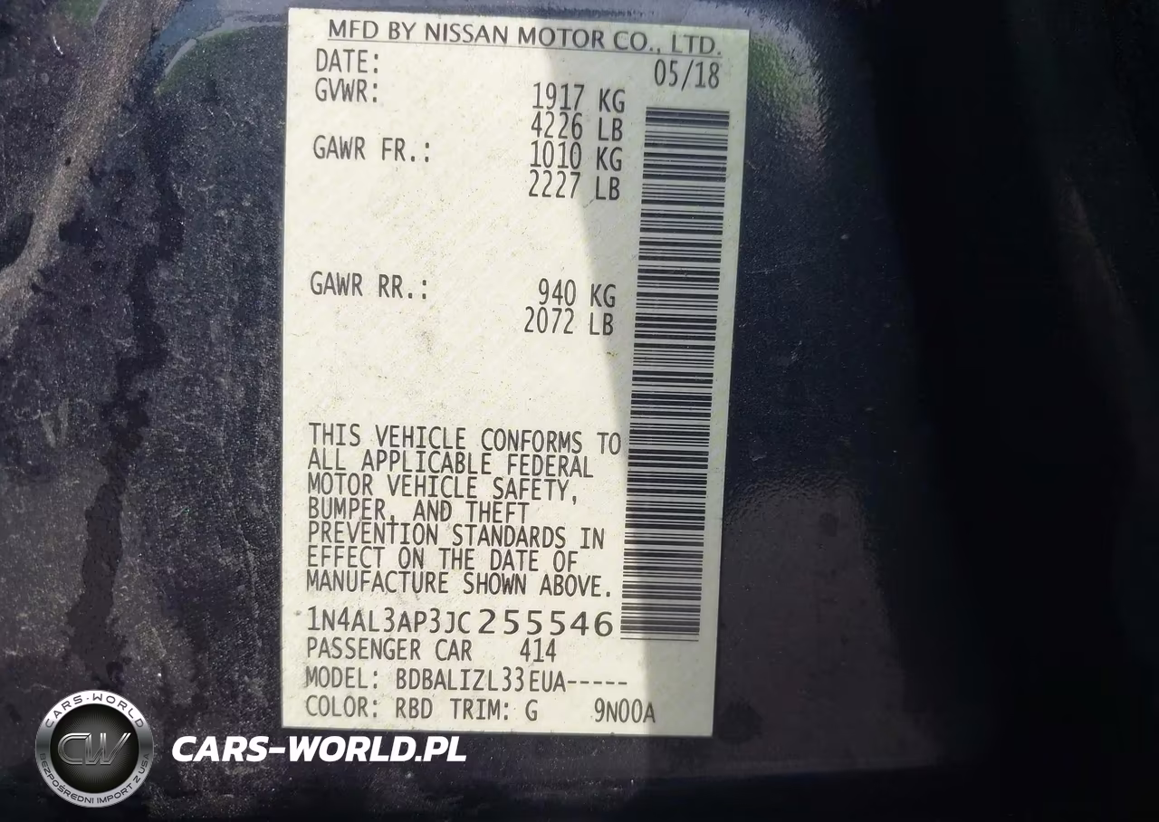 2018 Nissan Altima 2.5 Sv VIN:1N4AL3AP3JC255546 - 9