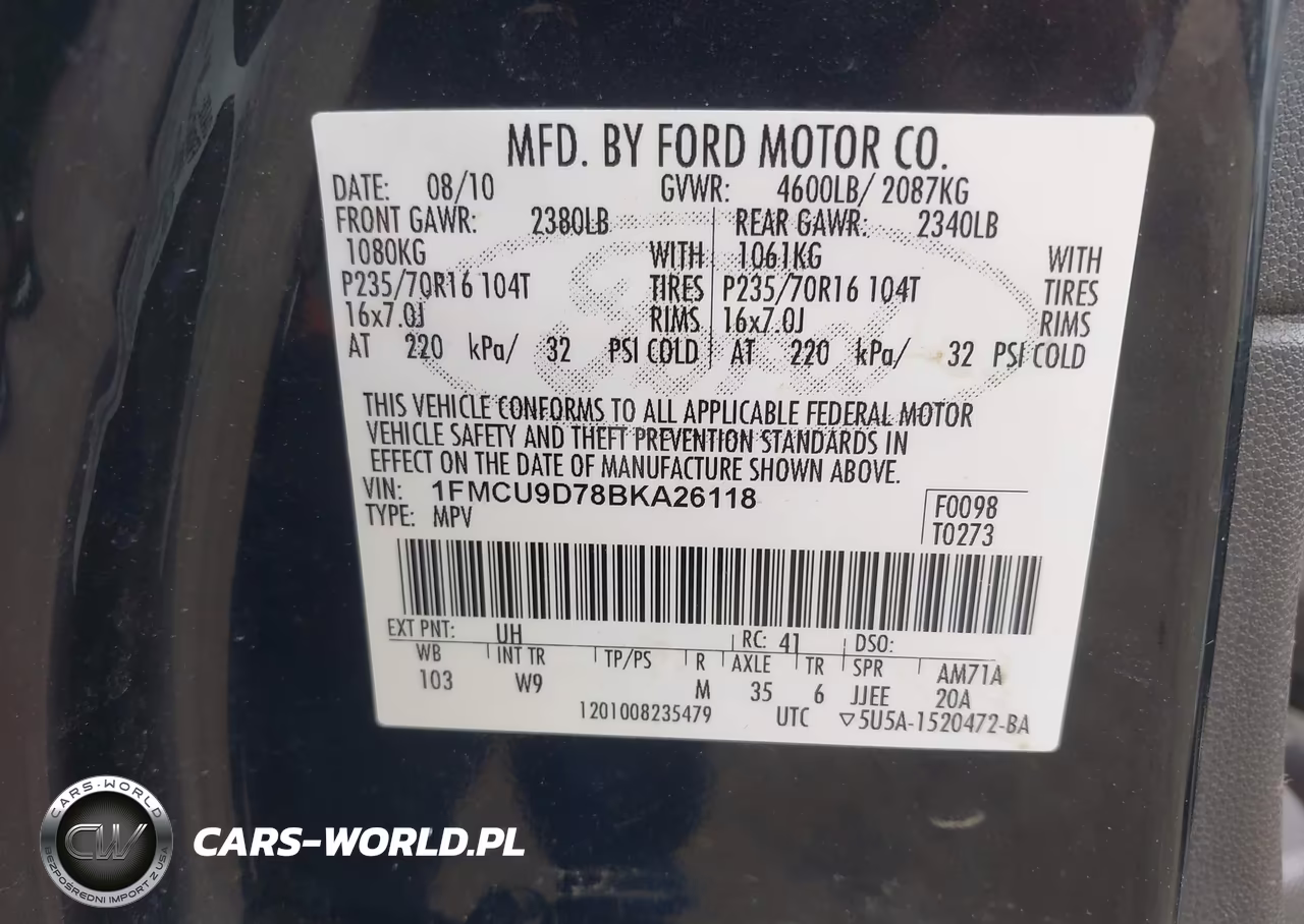 2011 Ford Escape Xlt VIN:1FMCU9D78BKA26118 - 9