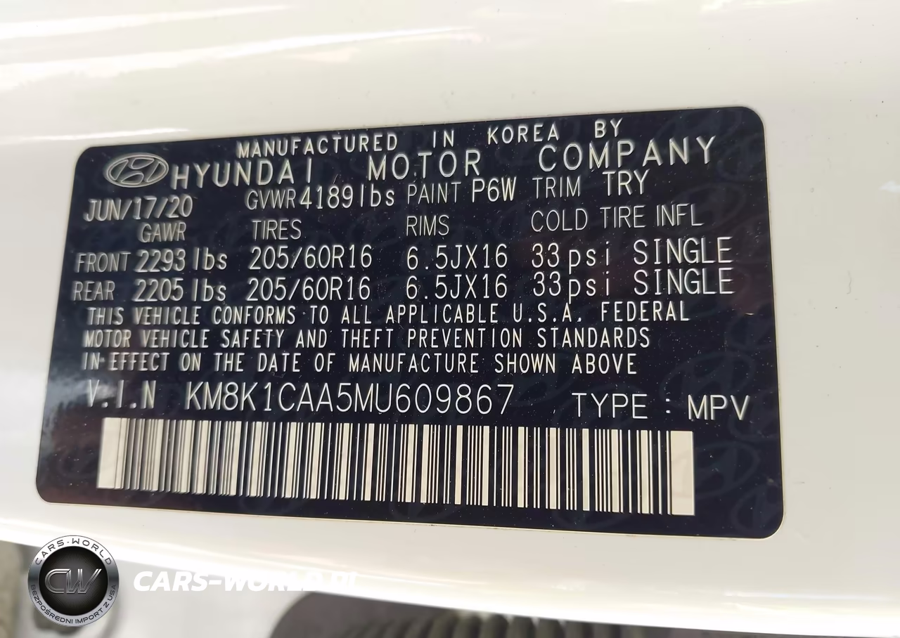 2021 Hyundai Kona Se VIN:KM8K1CAA5MU609867 - 9