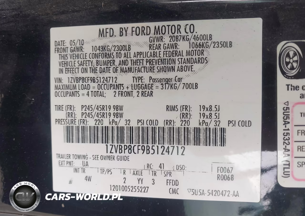 2011 Ford Mustang Gt Premium VIN:1ZVBP8CF9B5124712 - 9
