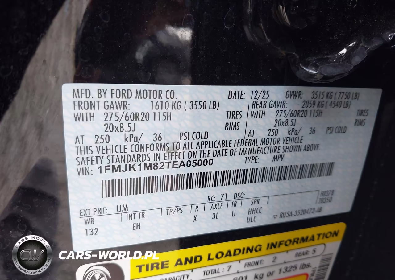 2026 Ford Expedition Max Platinum Max VIN:1FMJK1M82TEA05000 - 9