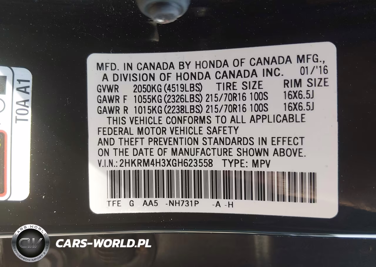 2016 Honda Cr-V Lx VIN:2HKRM4H3XGH623558 - 9