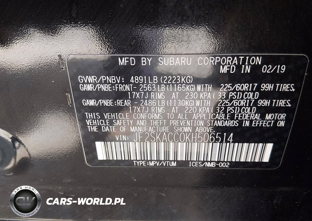 2019 Subaru Forester VIN:JF2SKACC0KH506514 - 9