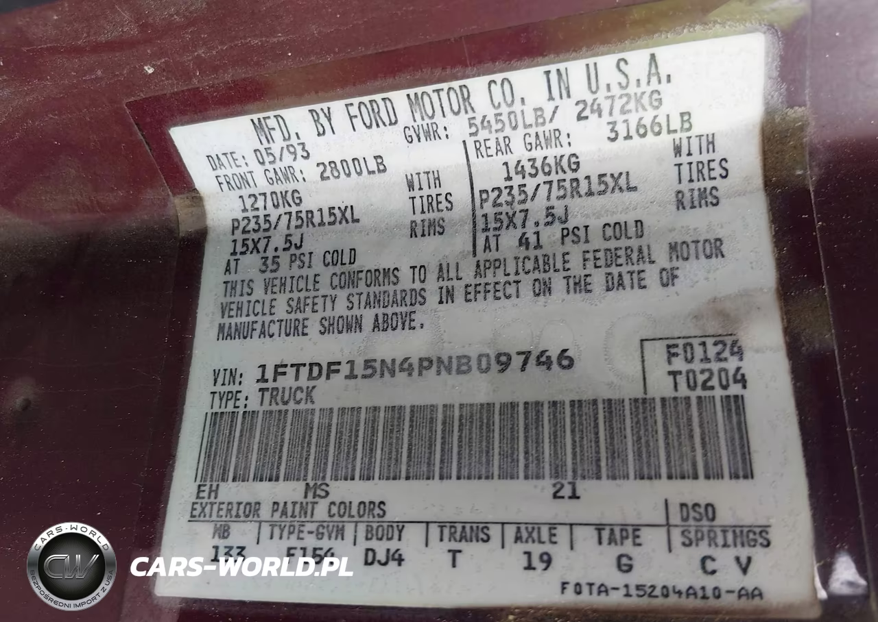 1993 Ford F150 VIN:1FTDF15N4PNB09746 - 9