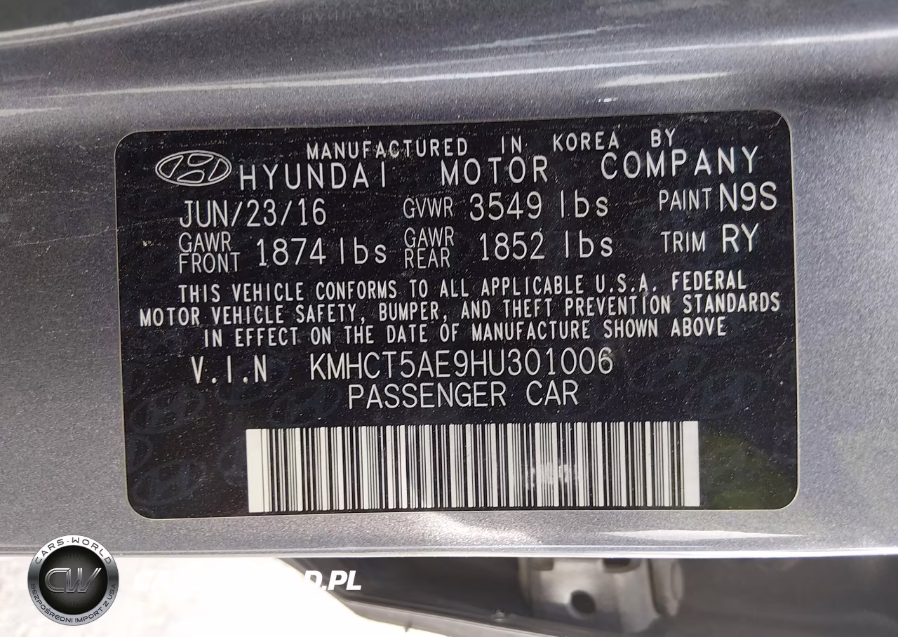 2017 Hyundai Accent Se VIN:KMHCT5AE9HU301006 - 9
