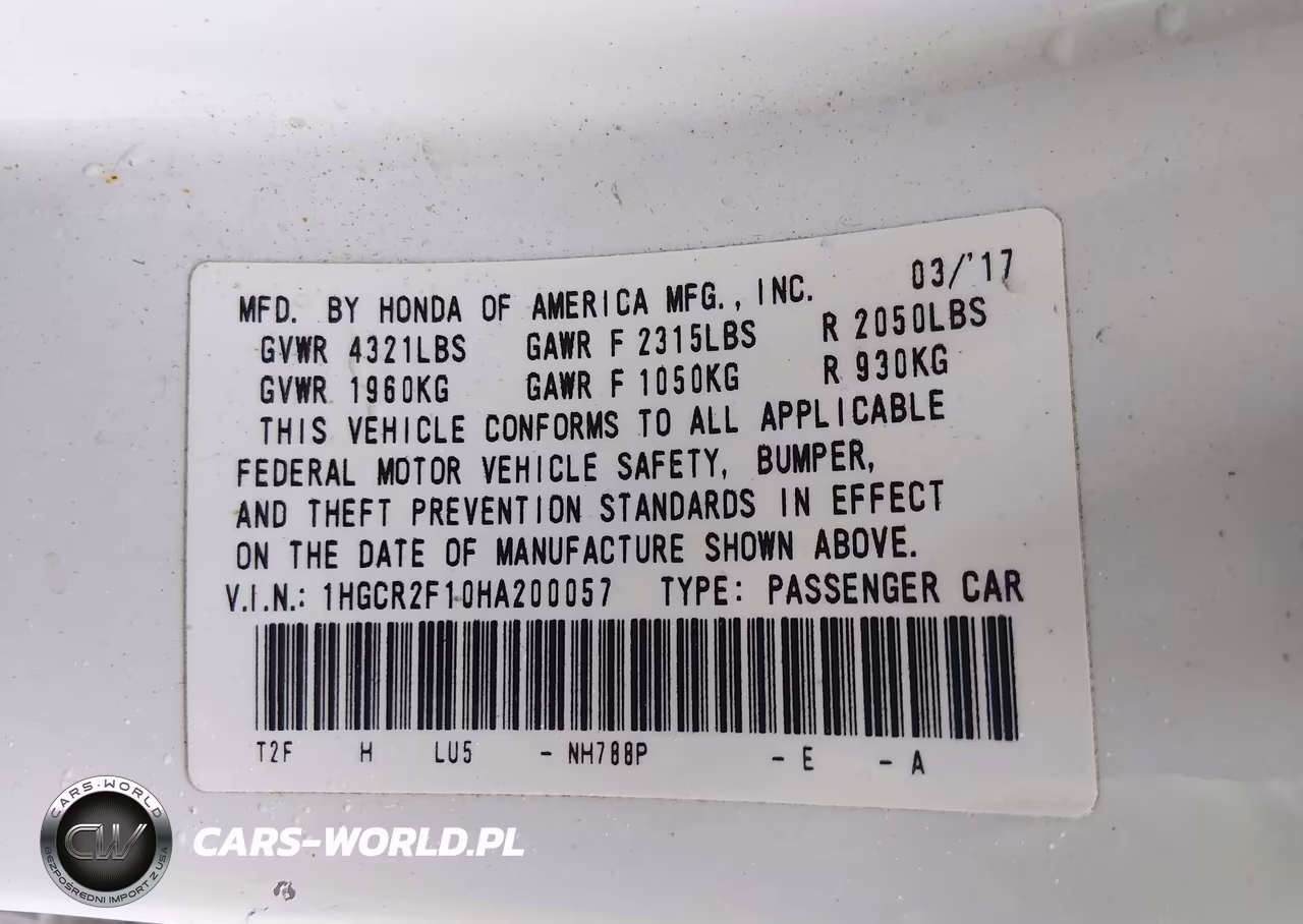 2017 Honda Accord Sport Se VIN:1HGCR2F10HA200057 - 9