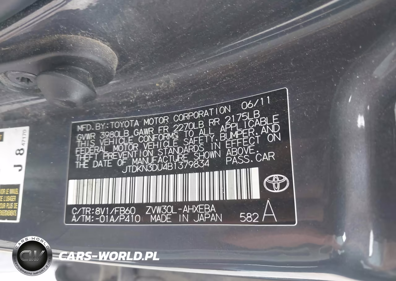 2011 Toyota Prius Two VIN:JTDKN3DU4B1379834 - 9