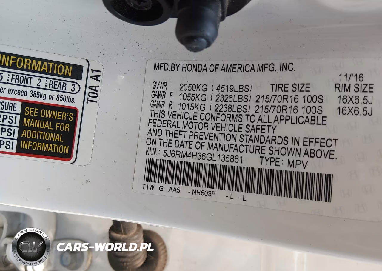2016 Honda Cr-V Lx VIN:5J6RM4H36GL135861 - 9