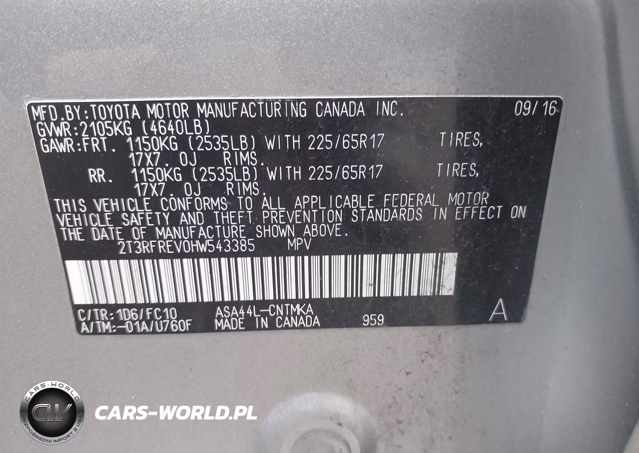 2017 Toyota Rav4 Xle VIN:2T3RFREV0HW543385 - 9