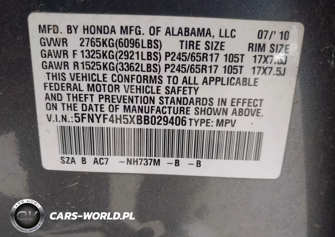 2011 Honda Pilot Ex-L VIN:5FNYF4H5XBB029406 - 9