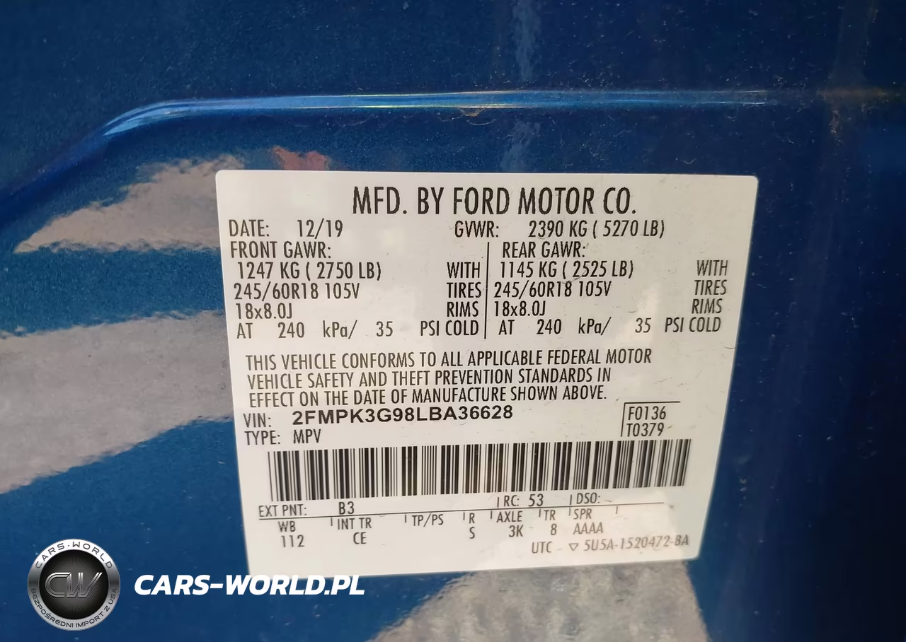 2020 Ford Edge Se VIN:2FMPK3G98LBA36628 - 9