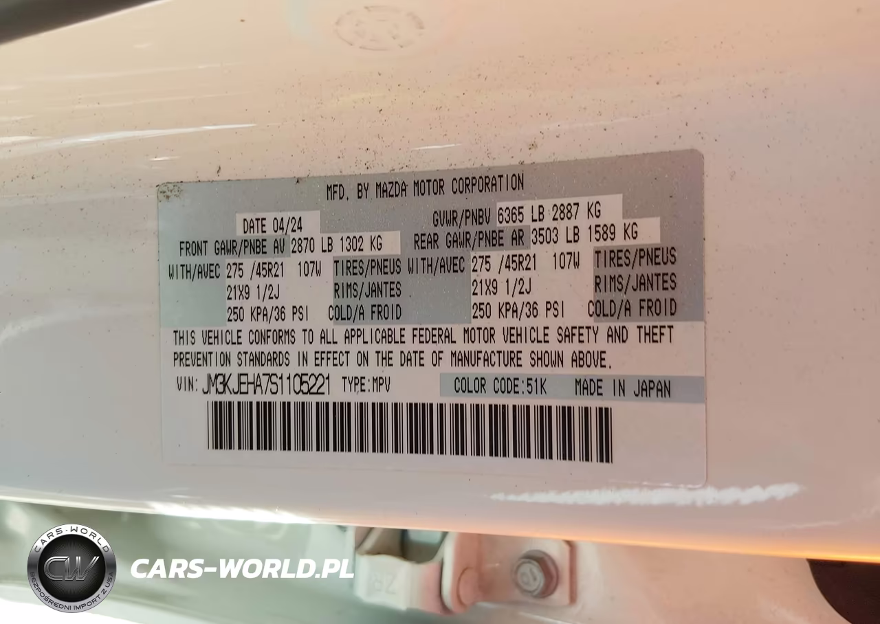 2025 Mazda Cx-70 Phev Premium Plus Package VIN:JM3KJEHA7S1105221 - 9