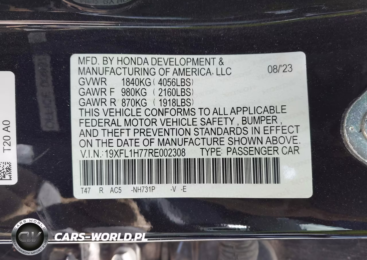 2024 Honda Civic Ex-L VIN:19XFL1H77RE002308 - 9
