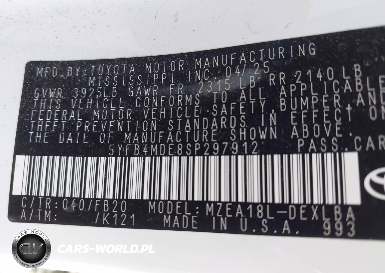 2025 Toyota Corolla Le VIN:5YFB4MDE8SP297912 - 9