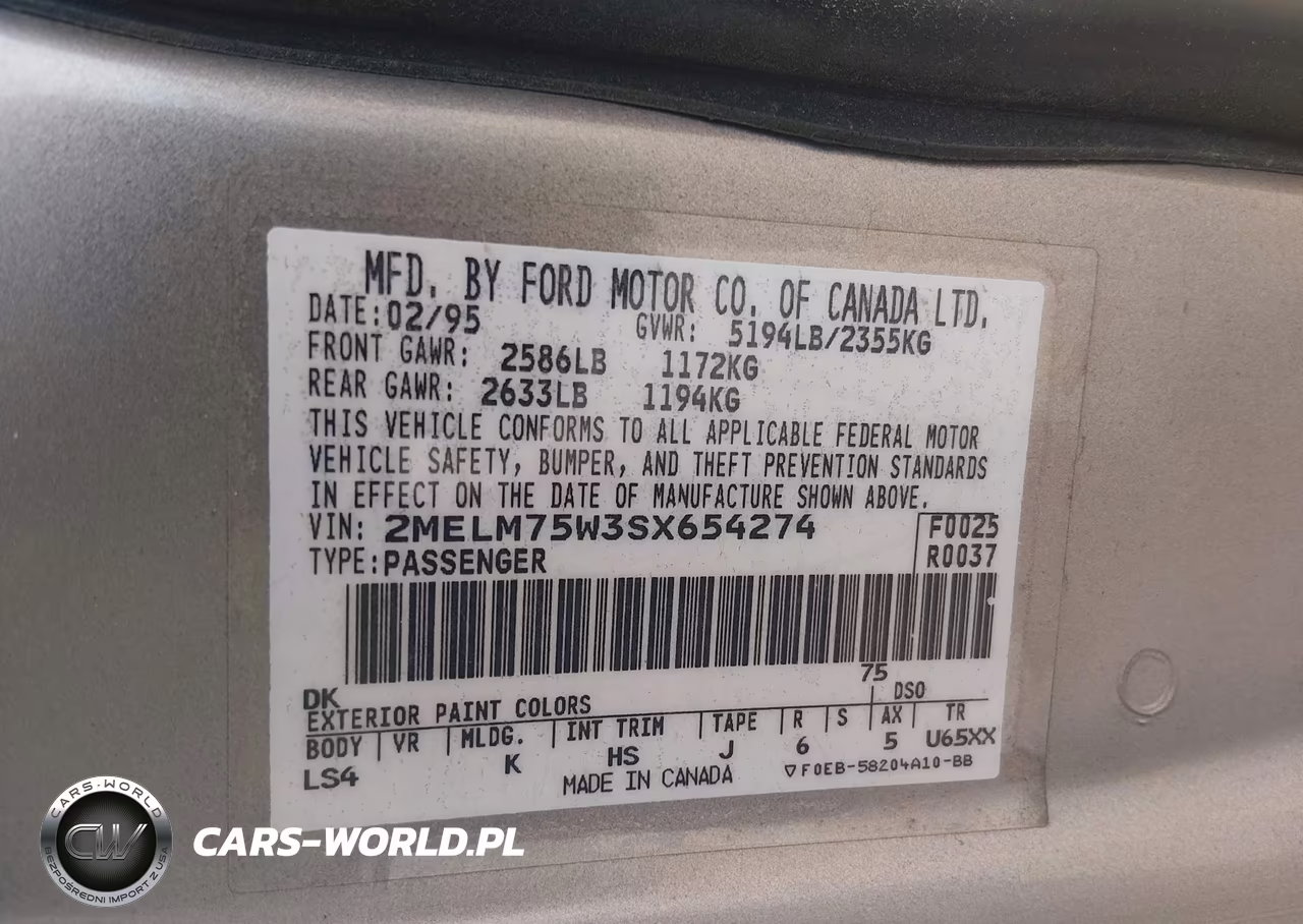 1995 Mercury Grand Marquis Ls VIN:2MELM75W3SX654274 - 9