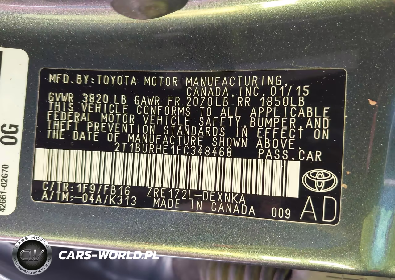 2015 Toyota Corolla Le Plus VIN:2T1BURHE1FC348468 - 9