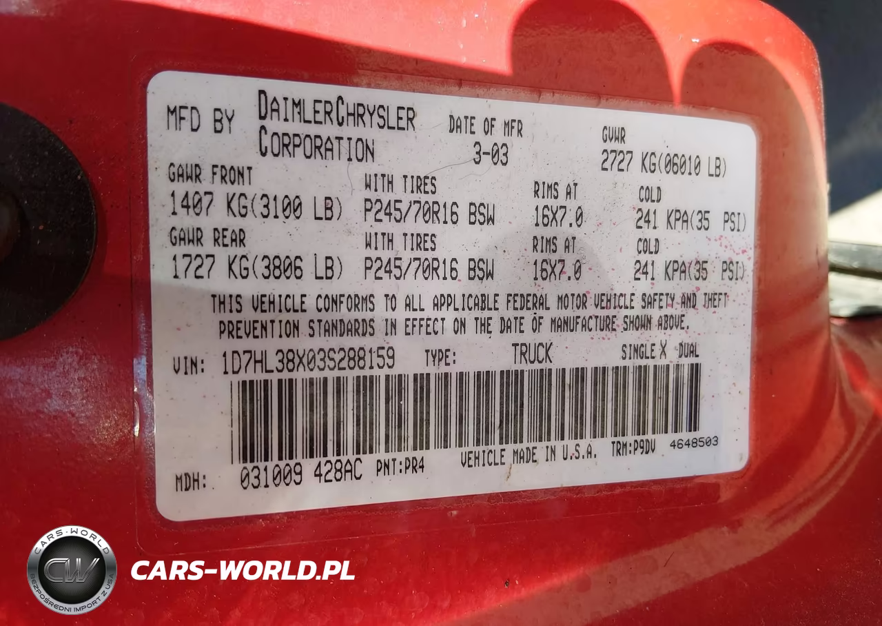 2003 Dodge Dakota Sport-Sxt VIN:1D7HL38X03S288159 - 9