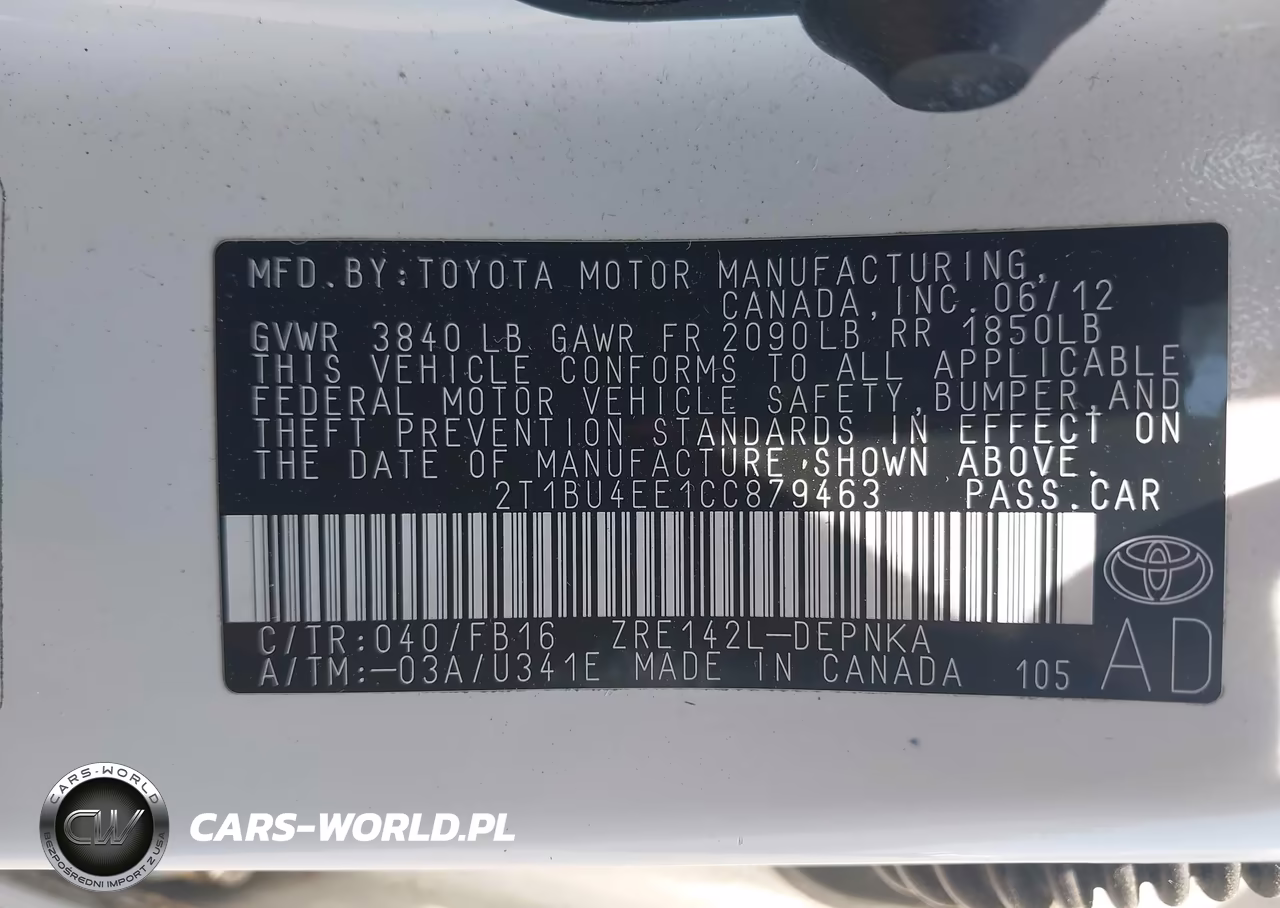 2012 Toyota Corolla Le VIN:2T1BU4EE1CC879463 - 9