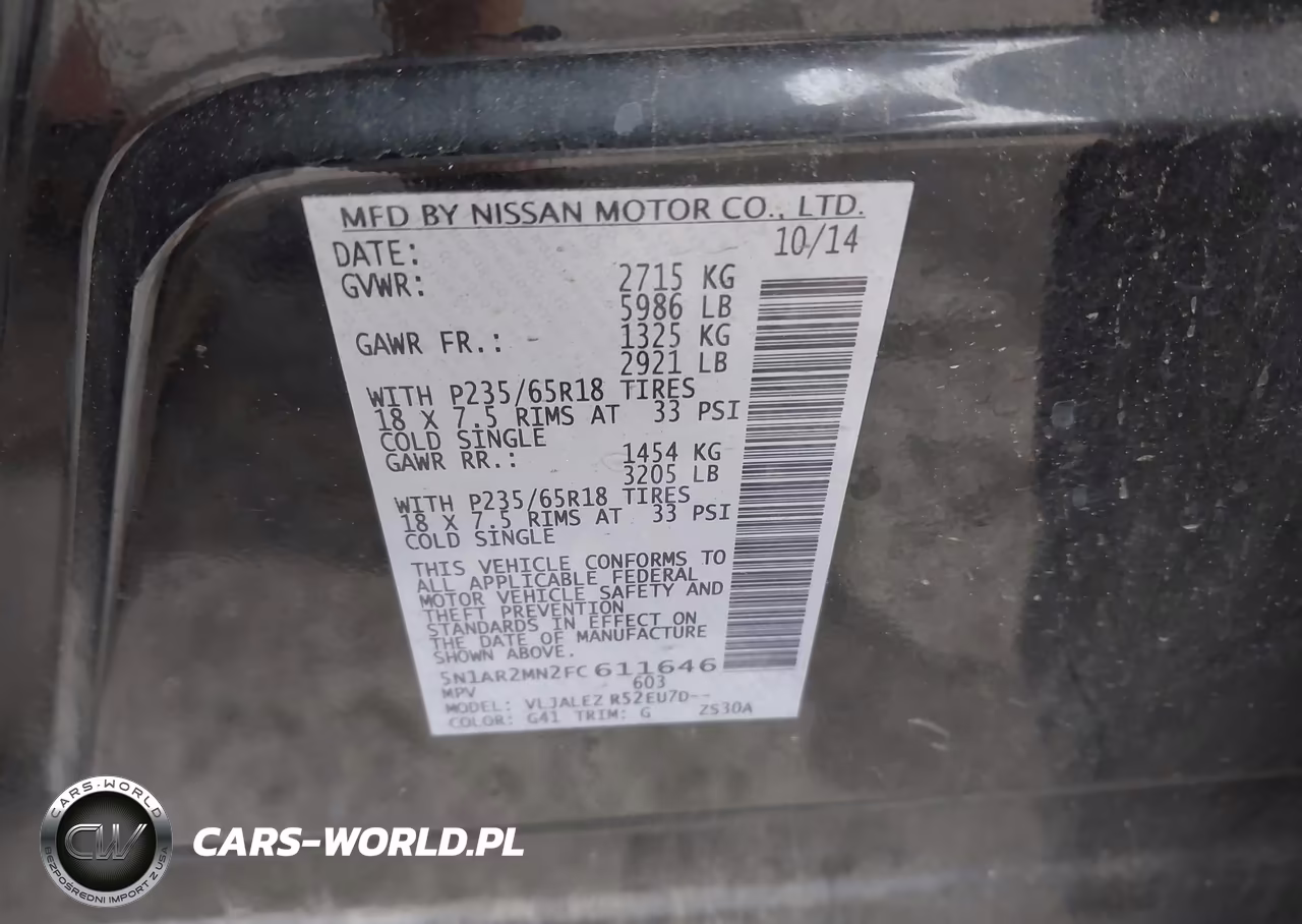 2015 Nissan Pathfinder Sv VIN:5N1AR2MN2FC611646 - 9