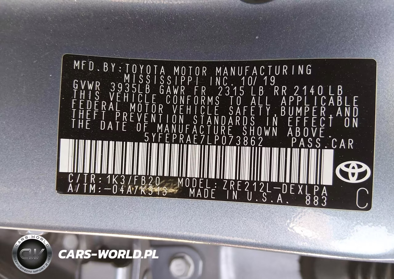 2020 Toyota Corolla Le VIN:5YFEPRAE7LP073862 - 9