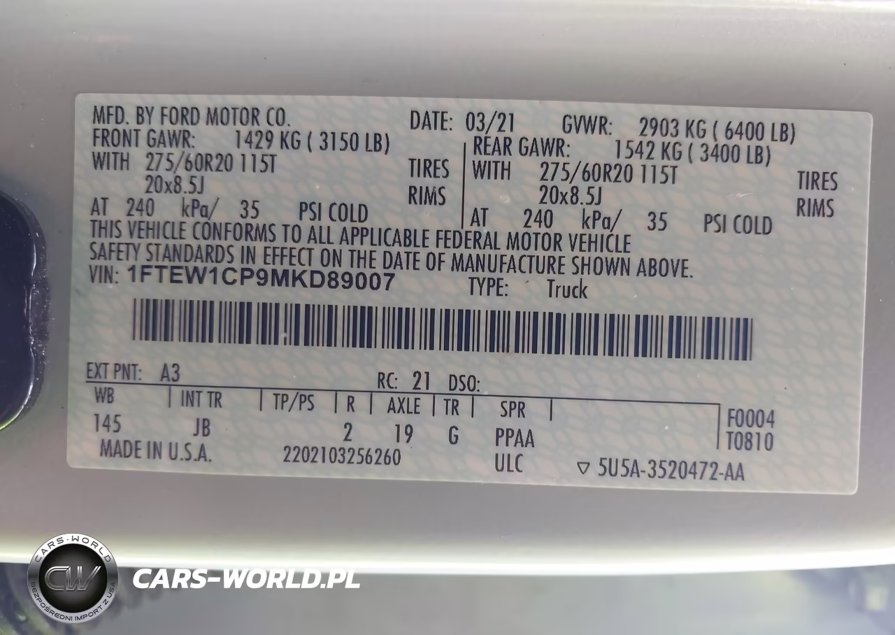 2021 Ford F-150 Xl VIN:1FTEW1CP9MKD89007 - 9