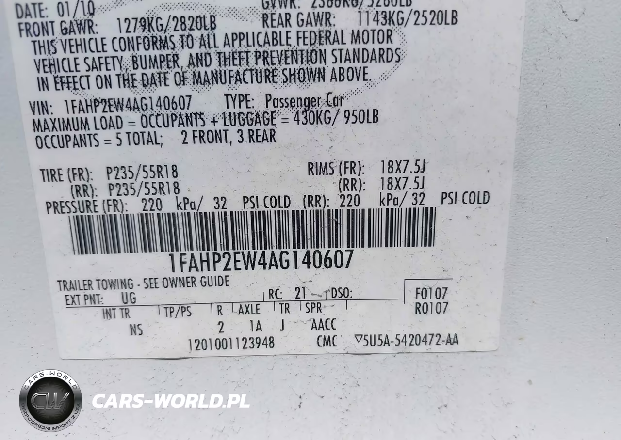 2010 Ford Taurus Sel VIN:1FAHP2EW4AG140607 - 9