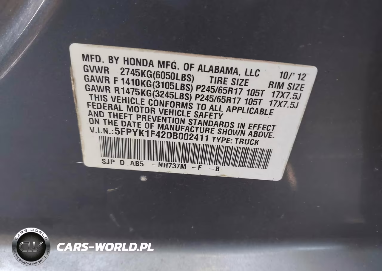 2013 Honda Ridgeline Rts VIN:5FPYK1F42DB002411 - 9