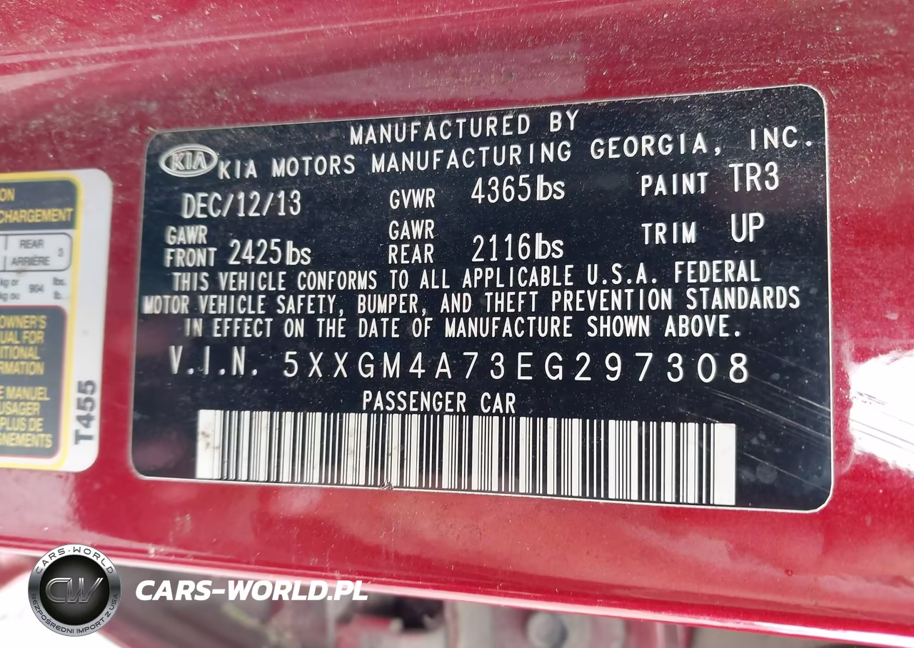 2014 Kia Optima Lx VIN:5XXGM4A73EG297308 - 9