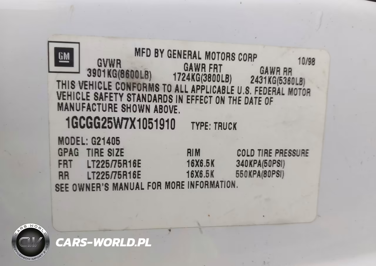 2002 Chevrolet Express VIN:1GCGG25R921199754 - 9