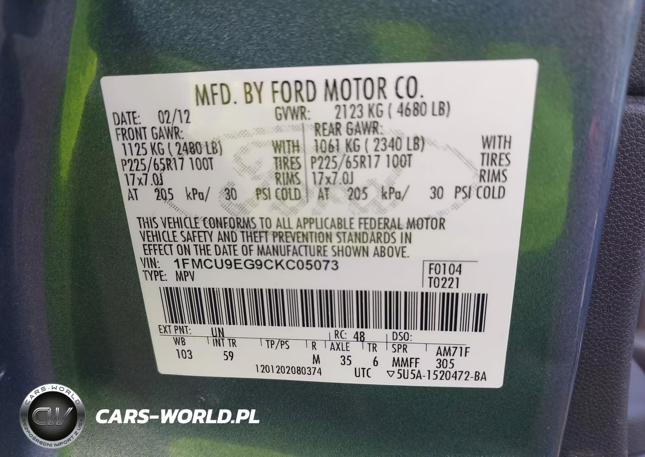 2012 Ford Escape Limited VIN:1FMCU9EG9CKC05073 - 9