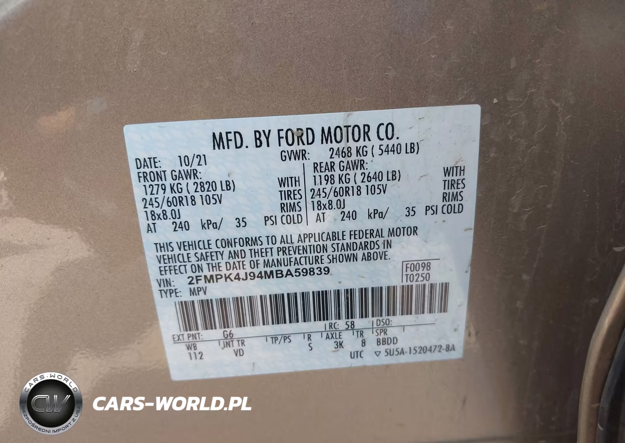 2021 Ford Edge Sel VIN:2FMPK4J94MBA59839 - 9