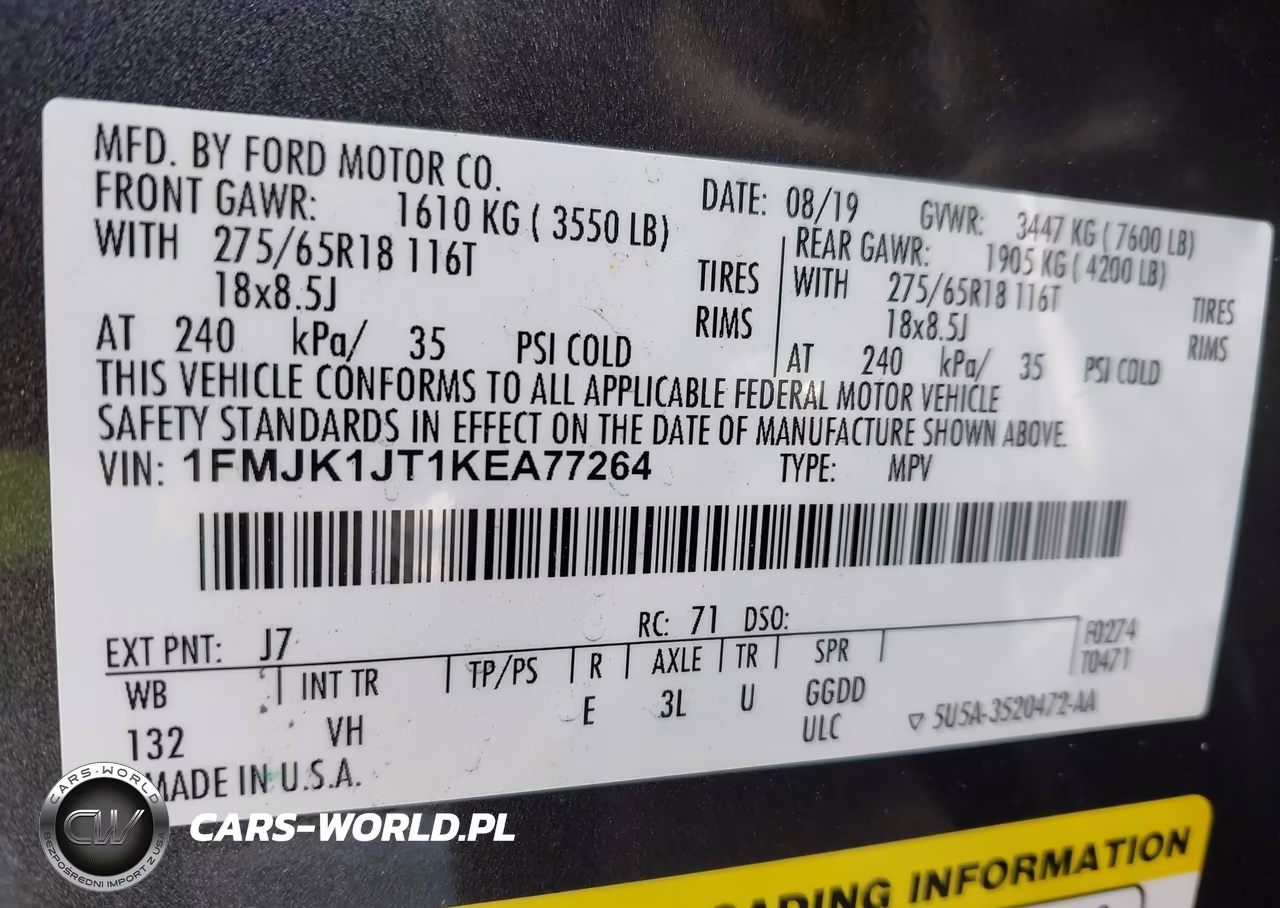 2019 Ford Expedition Max Xlt VIN:1FMJK1JT1KEA77264 - 9