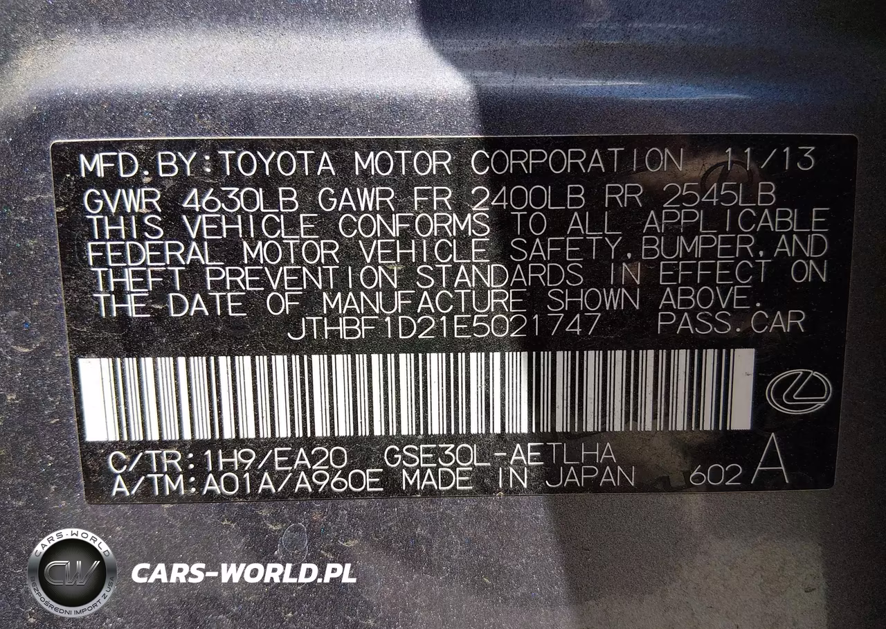 2014 Lexus Is 250 VIN:JTHBF1D21E5021747 - 9