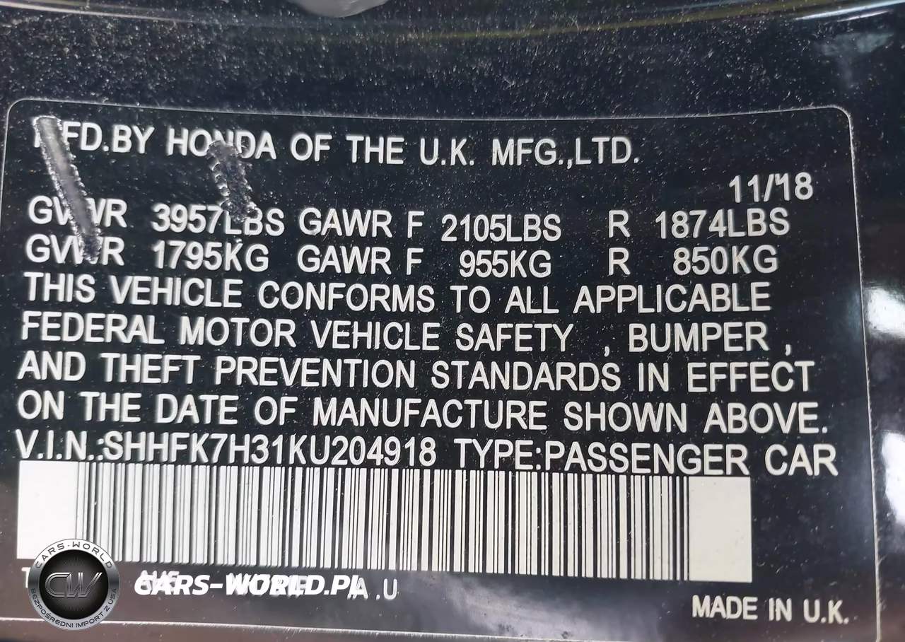 2019 Honda Civic Lx VIN:SHHFK7H31KU204918 - 9