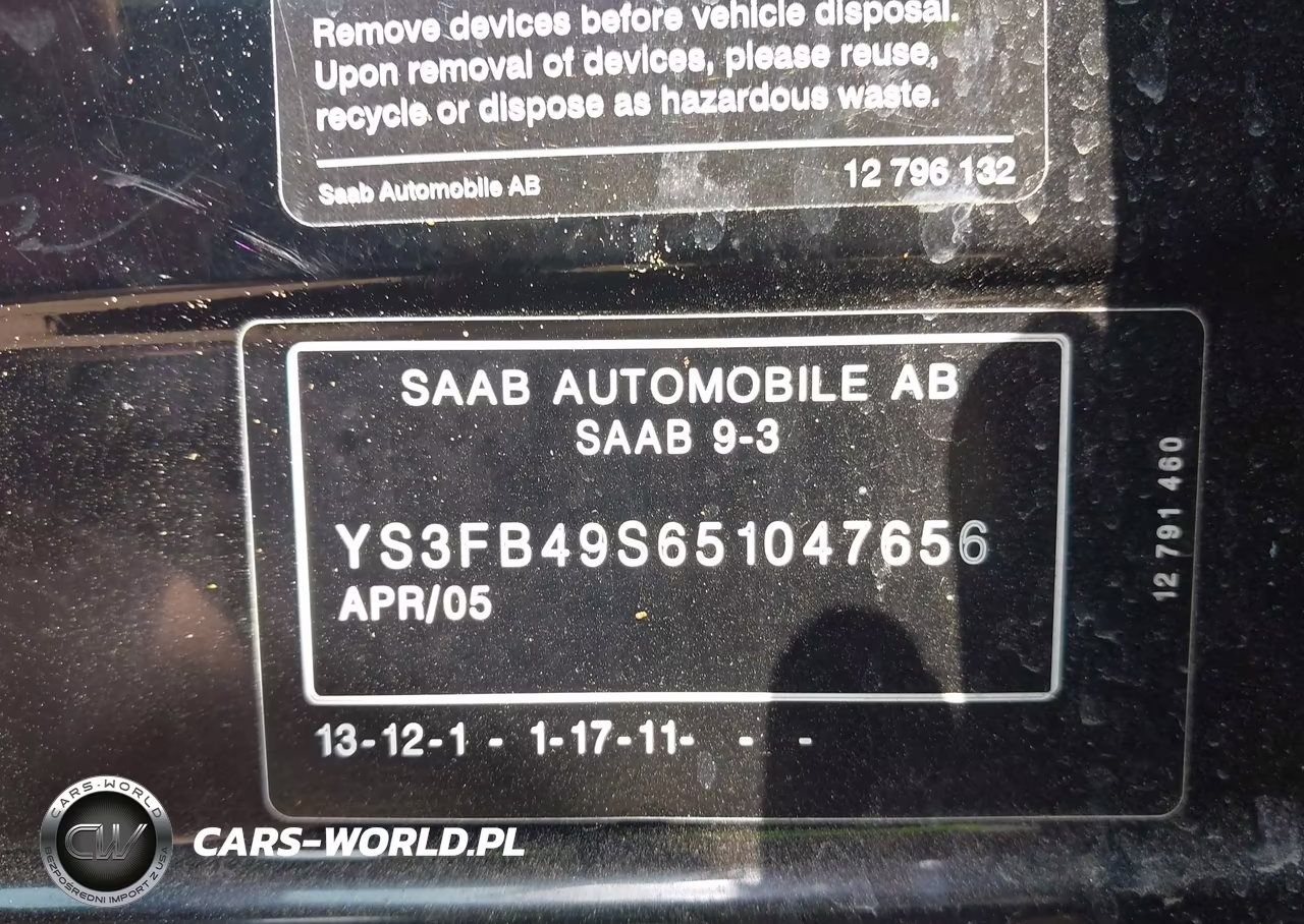 2005 Saab 9-3 Linear VIN:YS3FB49S651047656 - 9