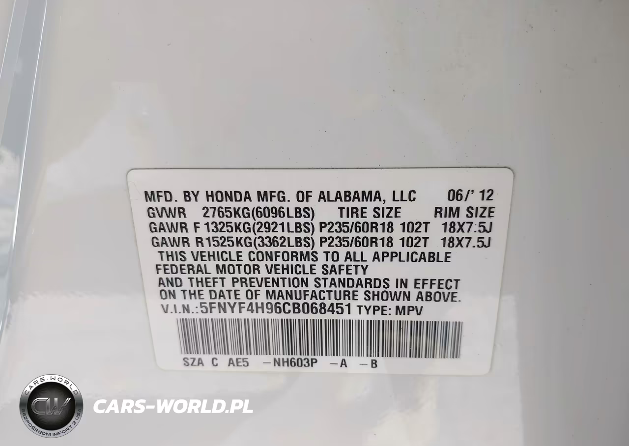 2012 Honda Pilot Touring VIN:5FNYF4H96CB068451 - 9
