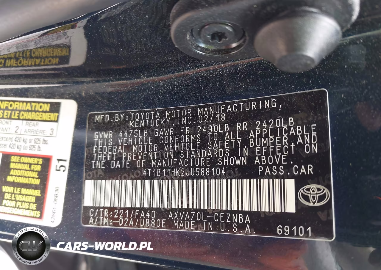 2018 Toyota Camry Le VIN:4T1B11HK2JU588104 - 9