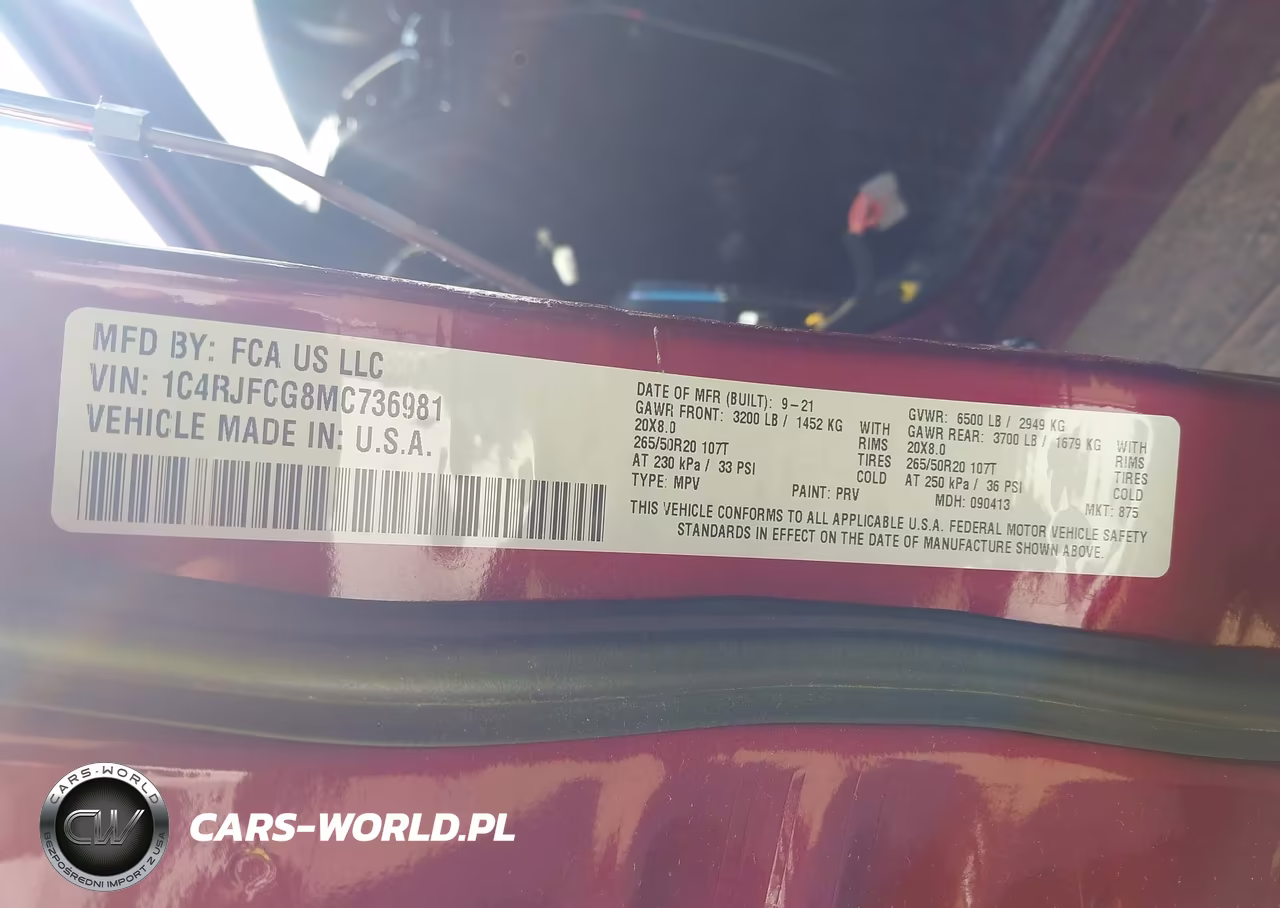 2021 Jeep Grand Cherokee Overland 4X4 VIN:1C4RJFCG8MC736981 - 9